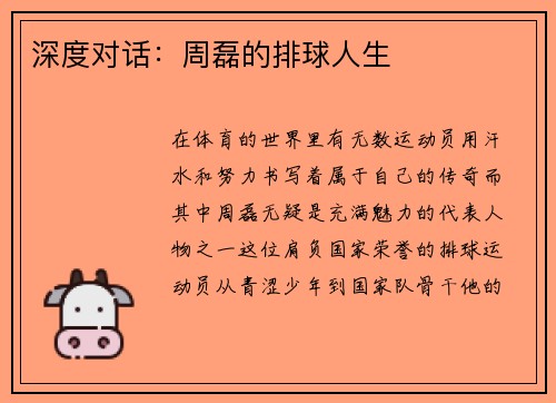深度对话：周磊的排球人生